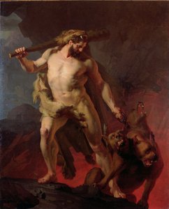 ヘラクレスが地獄の門からケルベロスを取り除く、1855 作： Johann Koler