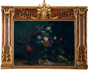 ひまわりとひょうたんの花の静物画 作： Johann Kunstner
