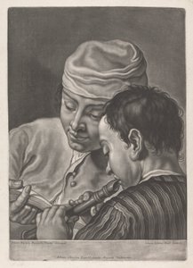 二人の男の肖像、一人のリコーダー 作： Johann Lorenz Haid