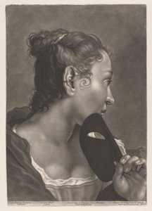 マスクを持つ女性の肖像 作： Johann Lorenz Haid