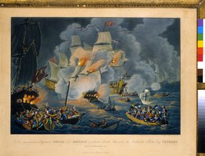 テネドスの戦い、1822 年 10 月 27 日 (エッチング) 作： Johann Lorenz Rugendas