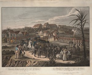 1821年、セントヘレナでのナポレオン・ボナパルトの葬列 作： Johann Lorenz Rugendas the Younger