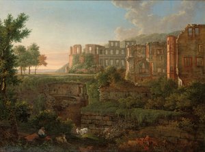 ハイデルベルク城の遺跡のカプリッチョビュー 作： Johann Martin von Rohden