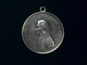 トーマス・ジェファーソン インディアンピースメダル 1801年頃（銀製 作： Johann Mathias Reich