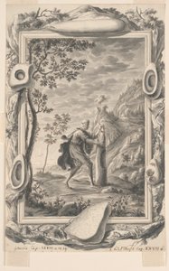 ヤコブの習作、ベテルの石に油を注ぐ、プレート 87、Physica Sacra 作： Johann Melchior Füssli