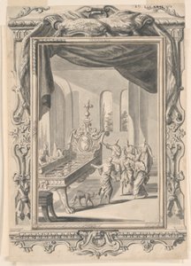 オグ王の鉄のベッドステッドの習作、プレート 324、Physica Sacra 作： Johann Melchior Füssli