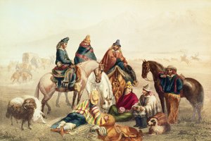 チリの素朴な衣装、クラウディオゲイの「ヒストリアデチリ」のイラスト、レムライン作、1854年