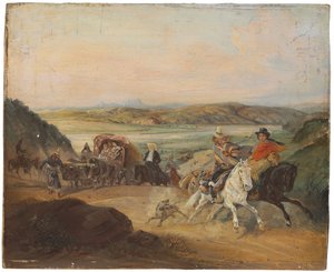 サンティアゴからバルパライソへの道 作： Johann Moritz Rugendas