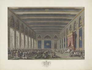 1815 年 9 月 21 日のブリュッセルでのウィリアム 1 世による州総督の設立 1815 年のウィレム 1 世のブリュッセルへの到着と就任式、およびカトル ブラとワーテルローの戦いを描いた 12 枚のプレート (シリーズ タイトル)