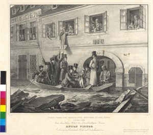 1830年3月2日、危険なウィーンの日とノート号での引き揚げ（リトグラフ） 作： Johann Nepomuk Hoechle
