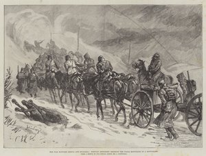 吹雪でプロカ山脈を横断するセルビアとブルガリアの間の戦争、セルビアの大砲 作： Johann Nepomuk Schonberg