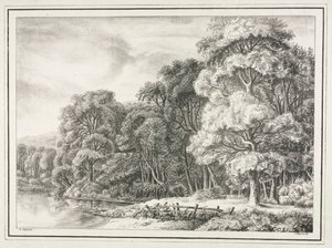 湖のある森の風景 1811年～1816年 作： Johann Nepomuk Strixner