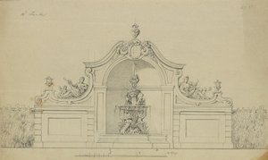 アッパー ベルヴェデーレの桃園の噴水 作： Johann Peter Krafft
