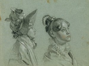 「プレスブルグからの皇帝フランツの帰還」のための2つの女性習作 作： Johann Peter Krafft