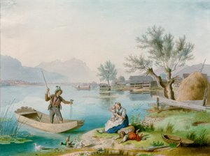 キームゼーの漁師の家族 作： Johann Philipp Heinel