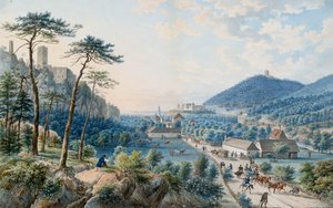 ウィーン近くのバーデンのヴァイルブルク宮殿の眺め 作： Johann Raulino