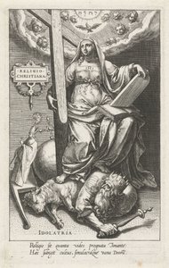 キリスト教の宗教 (Religio Christiana) は偶像崇拝 (Idolatria) を克服する Religio Christiana (オブジェクトのタイトル) 美徳は悪徳に打ち勝つ（シリーズタイトル） 作： Johann Sadeler (I)