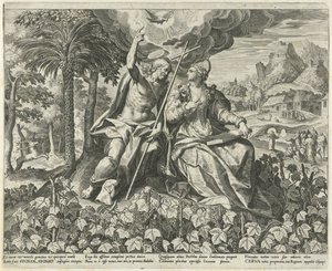 ブドウ園のキリストと彼の花嫁 ソロモンの歌（シリーズタイトル） Canticum Canticorum (シリーズタイトル) 作： Johann Sadeler (I)