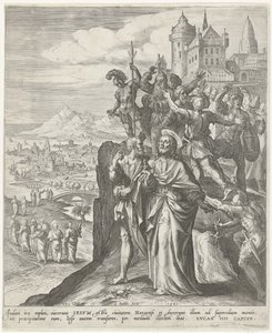 ナザレの住民がキリストを街から追い出す 新約聖書の情景（シリーズタイトル） 作： Johann Sadeler (I)