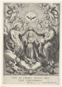 天使の群れによるマリアの戴冠式 作： Johann Sadeler (I)