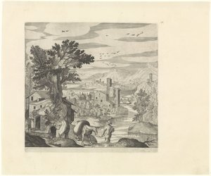 農夫とロバのいる風景 イタリアの風景（連載タイトル） 作： Johann Sadeler (I)