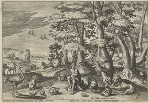 動物たちのために音楽を奏でるオルフェウス 神話の情景（連載タイトル） 作： Johann Sadeler (I)