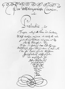 よく調律されたピアノの手書きのタイトルページ、1722（紙にペンとインク）