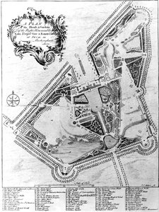 バッキンガムシャー、ストウの家と庭園の計画 作： Johann Sebastien Muller