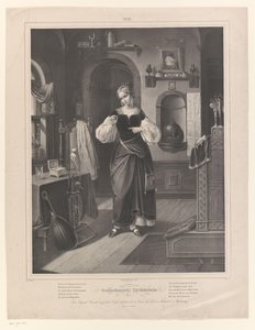 指輪を手にした女性とインテリア Goldschmieds Töchterlein (オブジェクトのタイトル) ゴールドスミスの娘 (シリーズタイトル) 作： Johann Sprick