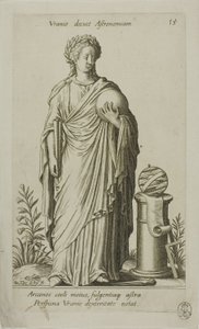 ウラニア、天文学の女神、パルナッソス上腕二頭筋のプレート 15 作： Johann Theodor de Bry