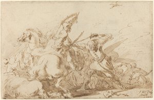 東洋の騎兵隊と兵士の間の戦い、1636 年。 作： Johann Wilhelm Baur