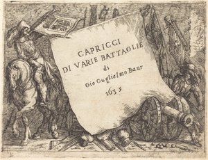 さまざまな戦いのカプリス タイトル ページ、1635 年。 作： Johann Wilhelm Baur