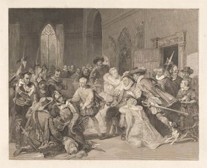 1852 年 3 月 18 日、ウィリアム王子に対するジャン ド ジャレギの攻撃 作： Johann Wilhelm Kaiser (I)