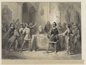 Hertog Willem はオランダの貴族や都市とつながります 作： Johann Wilhelm Kaiser (I)