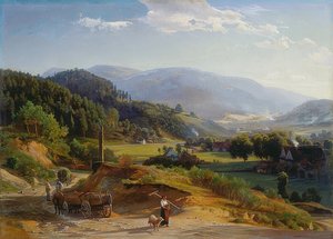 フォージのある風景。 1855-56 作： Johann Wilhelm Schirmer