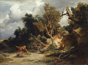 待ち伏せ（午後）c.1856 作： Johann Wilhelm Schirmer