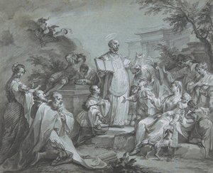 ロヨラの聖イグナティウスが説教をしている様子（1761年以前）。