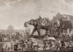 1788年にパウナ経由でアウデのヴィジエからカルカッタまでハイデルベック大使館、コーンウォリス卿に会うため、pub.c.1800（メゾティント）
