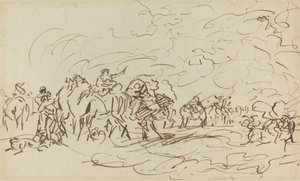 キャラバンを追い越す砂漠の砂嵐 作： Johann Zoffany