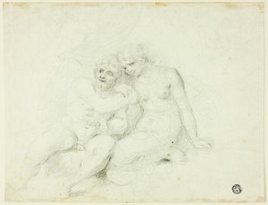 座っている男性が女性の近くにいる 作： Johann Zoffany