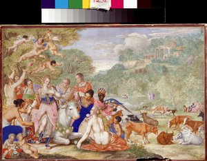 エウロパの誘拐。 ヨーロッパのレイプ。 ヨハネス・ケーニッヒ (1586-1632/1635) の絵画