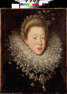 「オーストリアのアンの肖像 (1585-1618) (ハプスブルク家またはチロルのアン)、神聖帝国の皇后」ハンス・フォン・アーヘン (1552-1615) による絵画 17 世紀初頭 リヴィウ美術館