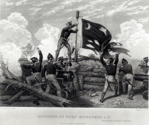 GRホールによって刻まれた1780年5月12日、サウスカロライナ州フォートカウトリーの防衛におけるウィリアムジャスパー軍曹の英雄 作： Johannes Adam Simon Oertel
