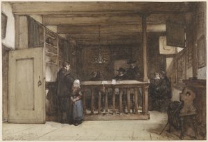 給料日: 17 世紀の人物で飾られたニーウ・ロースドレヒトの裁判所の市会議員の部屋 作： Johannes Bosboom