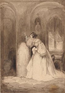 列に立っている女性とインテリア 作： Johannes Bosboom