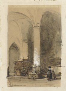 Hattem の Grote または Andreaskerk の内部 作： Johannes Bosboom