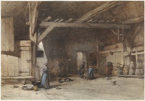 ヒルフェルスム近くの農場部分の内部 作： Johannes Bosboom