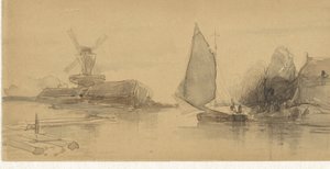 帆船のある川の眺め 作： Johannes Bosboom