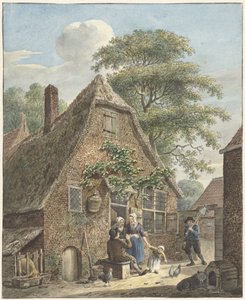 農家の前の家族 作： Johannes Christiaan Janson