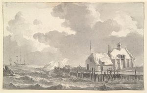 嵐の中の河口 作： Johannes Christiaan Schotel